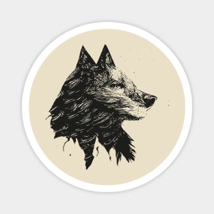 Wolf profil, line drawing Magnet